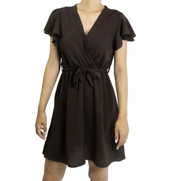 Vestito corto con fiocco scollo a V